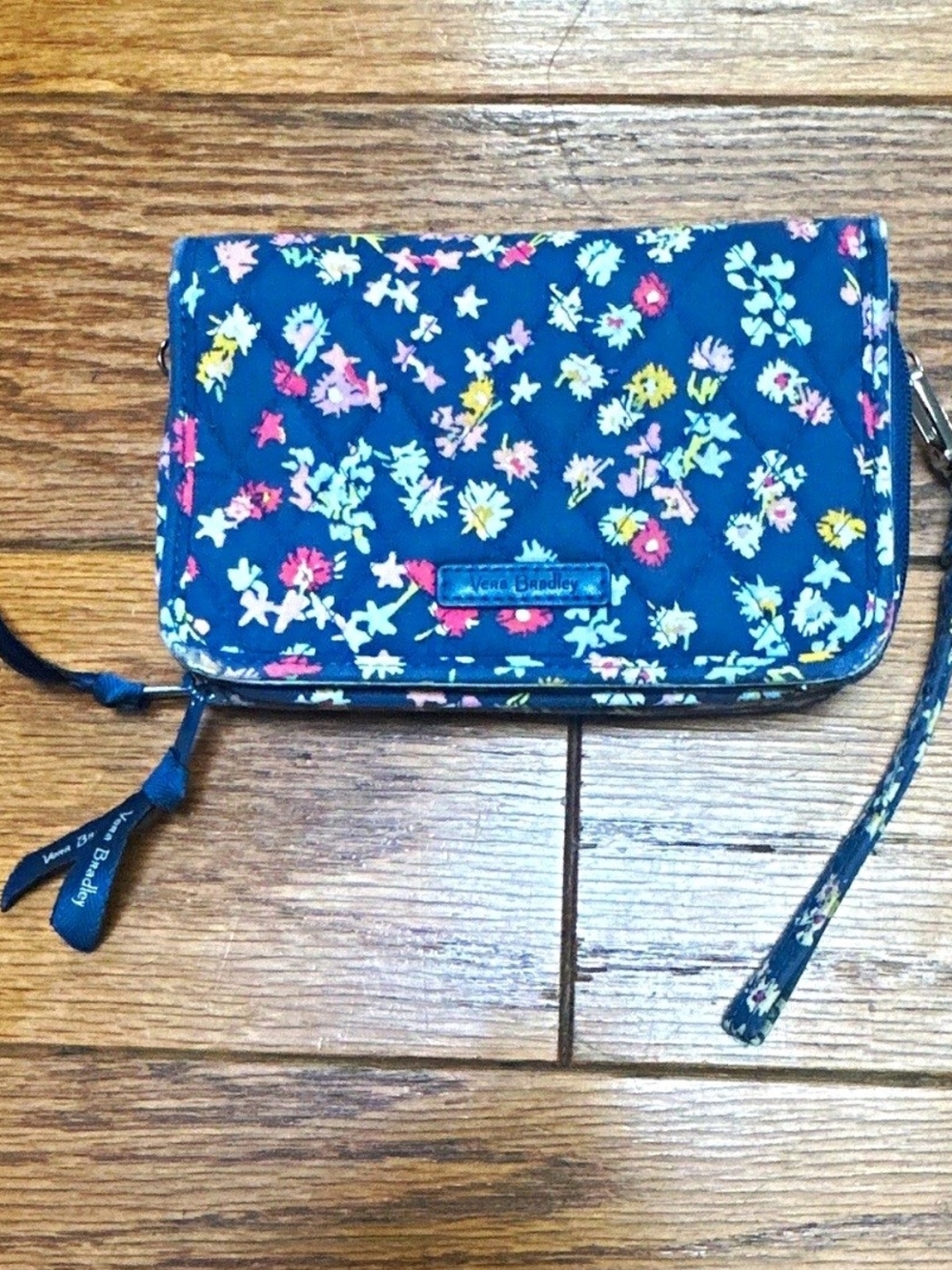 Vera Bradley Scattered Wildflower Wristlet Wallet wildflower wrist strap